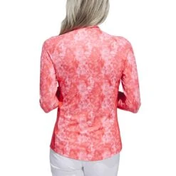 Adidas Women's Essentials Long Sleeve Printed Mock Polo -Golf Discount Store adidas 2023 womens essentials long sleeve printed mock polo bight red back itempicture