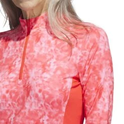 Adidas Women's Essentials Long Sleeve Printed Mock Polo -Golf Discount Store adidas 2023 womens essentials long sleeve printed mock polo bight red detail1 itempicture