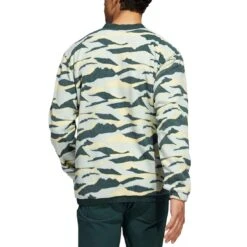 Adidas Texture Print Crewneck -Golf Discount Store adidas fw22 texture print crewneck linen green back itempicture
