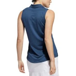 Adidas FW22 Women's Textured Sleeveless Polo -Golf Discount Store adidas fw22 womens textured sleeveless polo crew navy back itempicture