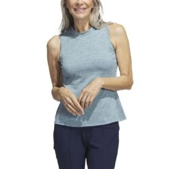 Adidas Women's Heathered Essentials Mock Sleeveless -Golf Discount Store adidas ss23 womens heathered essentials mock arctic fusion front itempicture