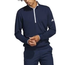 Adidas UPF Quarter Zip Pullover 5 Adidas UPF Quarter Zip Pullover -Golf Discount Store adidas upf quarter zip pullover collegiate navy model itempicture