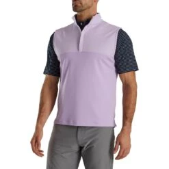 FootJoy Heather Yoke Half Zip Vest 10 FootJoy Heather Yoke Half Zip Vest -Golf Discount Store footjoy heather yoke half zip vest lavender front itempicture