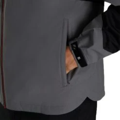 FootJoy HydroLite X Rain Jacket -Golf Discount Store footjoy hydrolite x rain jacket charcoal black detail itempicture