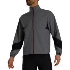 FootJoy HydroLite X Rain Jacket -Golf Discount Store footjoy hydrolite x rain jacket charcoal black front itempicture