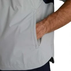 FootJoy HydroLite X Short Sleeve Rain Pullover -Golf Discount Store footjoy hydrolite x short sleeve rain pullover grey navy detail itempicture
