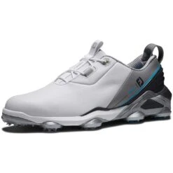 FootJoy Tour Alpha Golf Shoes White/Grey/Blue 10 FootJoy Tour Alpha Golf Shoes White/Grey/Blue -Golf Discount Store footjoy tour alpha golf shoes white grey blue front itempicture