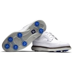 FootJoy Traditions Wing Tip Golf Shoes White/Navy/Grey 11 FootJoy Traditions Wing Tip Golf Shoes White/Navy/Grey -Golf Discount Store footjoy traditions wing tip golf shoes white navy grey combo itempicture