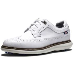 FootJoy Traditions Wing Tip Golf Shoes White/Navy/Grey 12 FootJoy Traditions Wing Tip Golf Shoes White/Navy/Grey -Golf Discount Store footjoy traditions wing tip golf shoes white navy grey toe itempicture