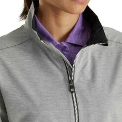 FootJoy Women's FJ HydroLite Rain Jacket 5 FootJoy Women's FJ HydroLite Rain Jacket -Golf Discount Store footjoy womens fj hydrolite rain jacket heather grey detail itempicture