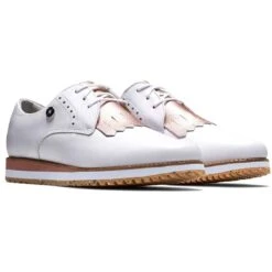 FootJoy Women's Sport Retro Golf Shoes White/Pink -Golf Discount Store footjoy womens sport retro golf shoes white pink pair itempicture