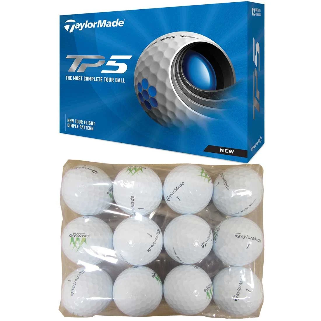 TaylorMade TP5 Logo Overrun Bagged Golf Balls 1 TaylorMade TP5 Logo Overrun Bagged Golf Balls