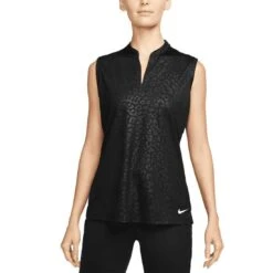 Nike Women's Dri-FIT Victory Embossed Sleeveless Polo -Golf Discount Store nike womens dri fit victory embossed sleeveless polo black itempicture