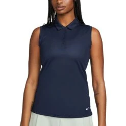Nike Women's Dri-FIT Victory Sleeveless Polo -Golf Discount Store nike womens dri fit victory sleeveless polo obsidian front itempicture