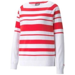 Puma Women's Ribbon Sweater -Golf Discount Store puma 2021 womens ribbon sweater white teaberry itempicture