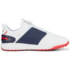 Puma Ignite Elevate Disc Golf Shoes White/Silver/Navy -Golf Discount Store puma ignite elevate disc golf shoes white silver navy 376080 04 profile2 itempicture
