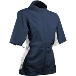 Sun Mountain Women's Monsoon Short Sleeve Rain Jacket 10 Sun Mountain Women's Monsoon Short Sleeve Rain Jacket -Golf Discount Store sun mountain 2023 womens monsoon ss rain jacket navy itempicture