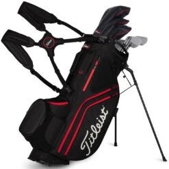 Titleist Hybrid 14 Stand Bag -Golf Discount Store titleist 2023 hybrid 14 stand bag black black red straps itempicture